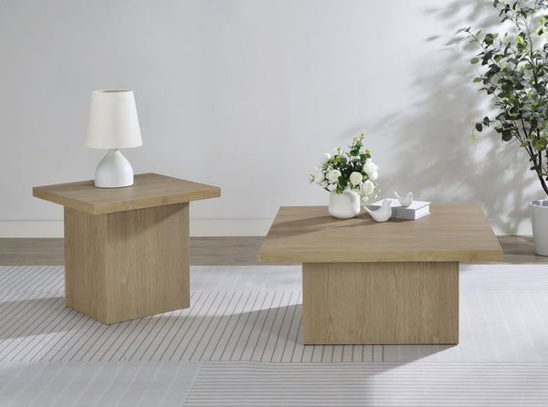 English Elm Square Engineered Wood Coffee Table with Pedestal Base for Modern Living Rooms B016P473408
