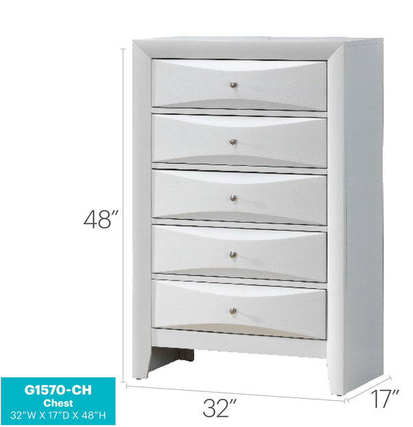 English Elm Marilla Elegant Silver Chest with Dovetail Drawers, Nickel Hardware, Durable Wood Veneers for Home Storage White 52 L x 33 W x 20 H B078118254