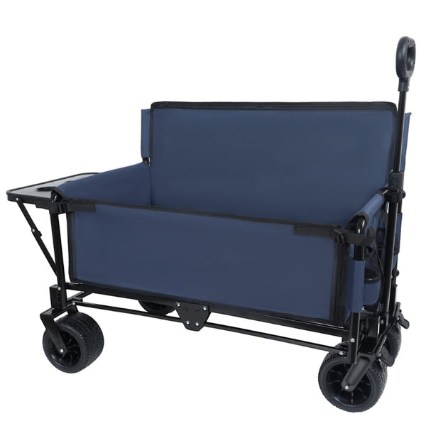 English Elm 3-in-1 Convertible Utility Wagon with Folding Tabletop Bench Seat All-terrain Wheels Dark Blue W2932P320638