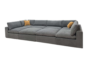 English Elm Coffee Bean Textured Upholstery Modular Sectional Low Profile Sofa with Toss Pillows Light Gray B2748S00071
