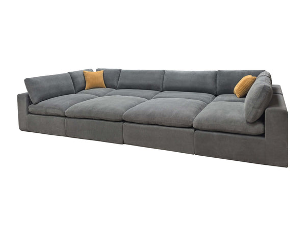 English Elm Coffee Bean Textured Upholstery Modular Sectional Low Profile Sofa with Toss Pillows Light Gray B2748S00071