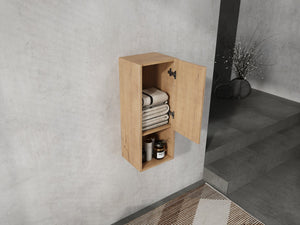 English Elm 12" Bathroom Side Cabinet with Soft-Close Hinges, Wall-Mounted Floating Oak Finish, Space-Saving Storage W999P283315