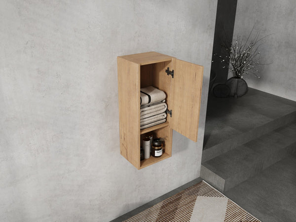 English Elm 12" Bathroom Side Cabinet with Soft-Close Hinges, Wall-Mounted Floating Oak Finish, Space-Saving Storage W999P283315