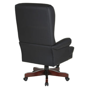 OSP Home Furnishings Deluxe Queen Anne Executive Chair with Lumbar Support and Cherry Wood Finished Base TEX228-3