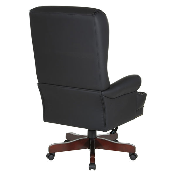 OSP Home Furnishings Deluxe Queen Anne Executive Chair with Lumbar Support and Cherry Wood Finished Base TEX228-3