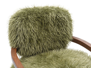 English Elm 1Pc Accent Chair - Plush Faux Fur Upholstery With Raked Wooden Arms For Cozy Contemporary Style B2741P401370