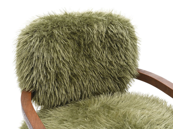 English Elm 1Pc Accent Chair - Plush Faux Fur Upholstery With Raked Wooden Arms For Cozy Contemporary Style B2741P401370