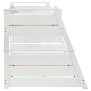 English Elm Reeder Walnut Finish Twin Over Full Bunk Bed Solid Wood Frame for Kids Shared Rooms B062S01558