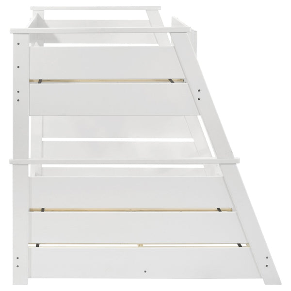 English Elm Reeder Walnut Finish Twin Over Full Bunk Bed Solid Wood Frame for Kids Shared Rooms B062S01558