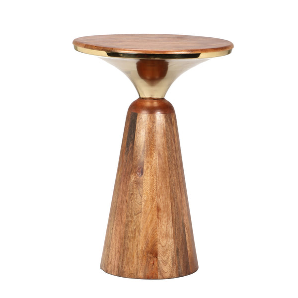 English Elm Christopher Knight Home® - Round End Table with Sleek Metal Pedestal and Durable MDF Resin Top — Compact 17" Round Surface, 50 lb Capacity Gold,Honey N768P202497H