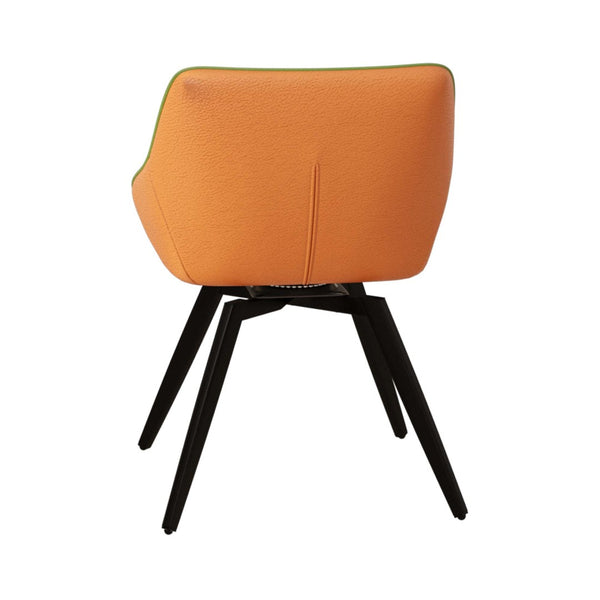 English Elm A Set of 4 Mid-century Pu Leather Dining Chairs with Powder-coated Black Metal Legs W2189S00272