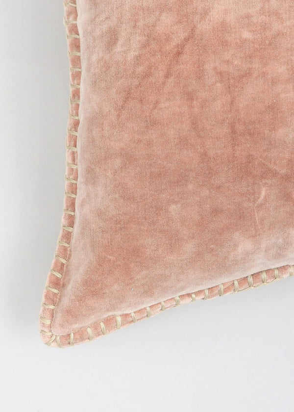 English Elm Stonewashed Cotton Velvet Throw Pillow - Hand-Stitched Edges, Plush Comfort, Vibrant Pink 19"X19" B346P321254-GIGA