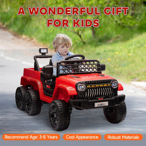 English Elm Qaba 12v Four Motor Kids Electric Ride on Truck with Trailer and Parent Remote Red W2225P249884