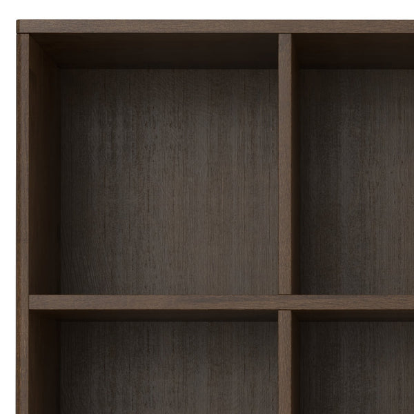 English Elm Harper Walnut Brown 6-Cube Storage with 3 Drawers - Handcrafted Wood Cabinet, Tapered Legs, 48" B136P238612