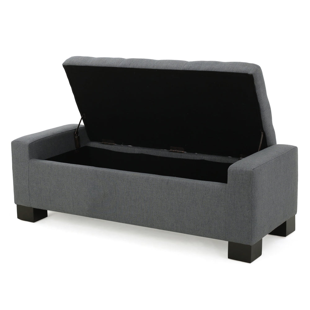 English Elm Christopher Knight Home® - GUERNSEY Charcoal Storage Ottoman Bench - Fabric Upholstery, Hidden Compartment, 51" L x 20.75" W x 15.25" H 67220.00FCCL