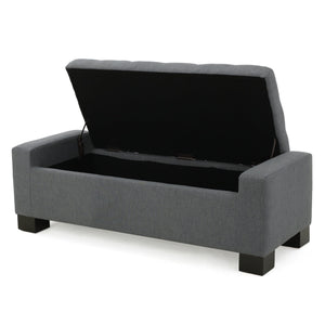 English Elm Christopher Knight Home® - GUERNSEY Charcoal Storage Ottoman Bench - Fabric Upholstery, Hidden Compartment, 51" L x 20.75" W x 15.25" H 67220.00FCCL