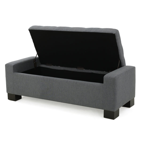 English Elm Christopher Knight Home® - GUERNSEY Charcoal Storage Ottoman Bench - Fabric Upholstery, Hidden Compartment, 51" L x 20.75" W x 15.25" H 67220.00FCCL