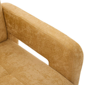 English Elm Modern Chenille Armchair with Ergonomic Curved Armrests, 500lb Capacity, Nordic Minimalist Accent Chair for Living Room Mustard yellow W395P380518