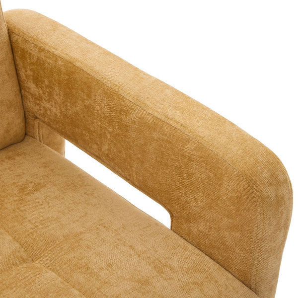 English Elm Modern Chenille Armchair with Ergonomic Curved Armrests, 500lb Capacity, Nordic Minimalist Accent Chair for Living Room Mustard yellow W395P380518