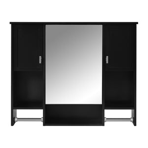 English Elm 35'' Stylish Wall-Mounted Bathroom Storage Cabinet With Mirror & Towel Bar, Modern Design Elegance N710P236929B