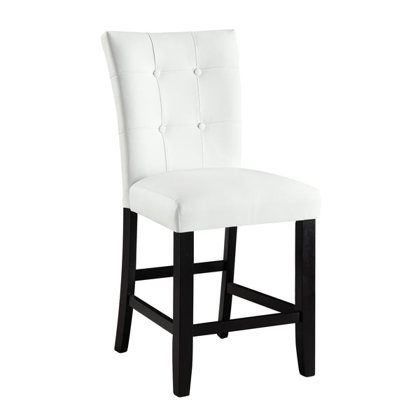English Elm Hussein Modern Counter Height Chair Set of 2 – White PU Leather, Button-Tufted 5" Cushion, Black Wood Legs B2726P292920
