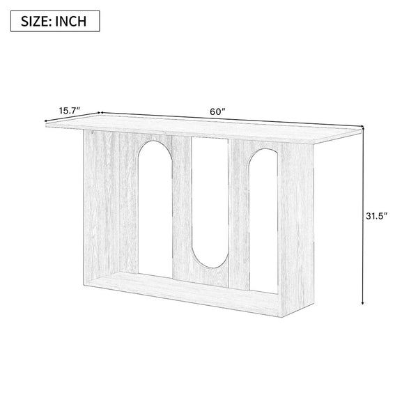 English Elm U_Style Modern Curved Ash Veneer Console Table With Shelf For Stylish Entryway & Living Room Décor N711P241287O-GIGA