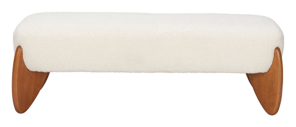 Zuo Modern Charm Bench Ivory - Elegant 100% Polyester Upholstered Seating With Durable Rubberwood Frame For Style White 100% Polyester,Rubberwood 110660-zuo-modern
