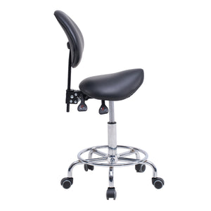English Elm Saddle Ergonomic Swivel Stool with Backrest, Hydraulic Tilt, Footrest & Smooth Wheels for Clinic W2069P342823