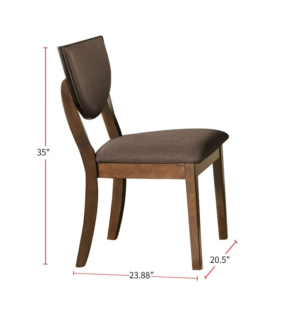 English Elm Set of 2 Transitional Walnut Side Chairs with Curved Legs, Dark Chocolate Fabric Padded Seats and Backs B011P214576