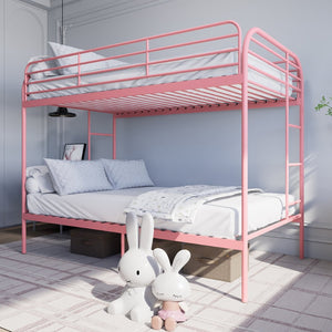 English Elm Metal Twin Over Bunk Bed Heavy Duty Frame Dual Ladder Kids Shared Room Pink W3752P412387