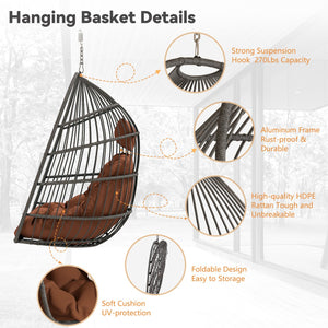 English Elm Outdoor Egg Swing Chair - Hand-Woven Rattan With Cushions, Weather-Resistant, Perfect For Relaxation! W2500P364234