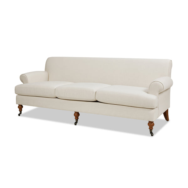 English Elm Jennifer Taylor Home - Alana Lawson Three-Cushion Tightback Sofa In Light Beige Linen - Stylish, Durable, And Comfortable Seating B2719P238313