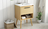 English Elm 24" Bathroom Vanity With Sink Combo, Multi-Functional Bathroom Cabinet With Drawer, Mdf Board, Natural