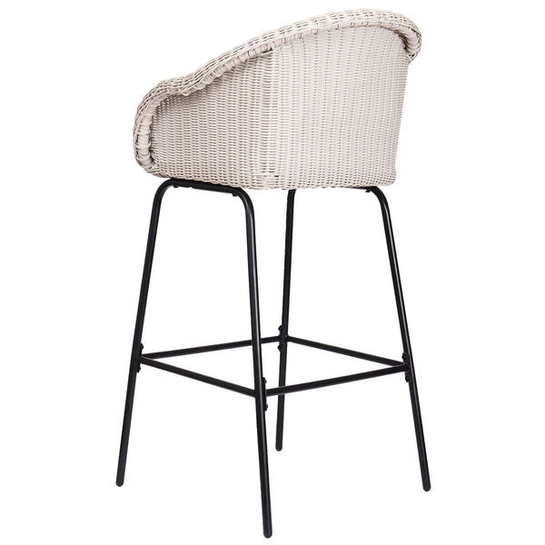 English Elm Christopher Knight Home® - Ladd Outdoor Metal Wicker Barstool Set of 2 — 29.5" Bar Height, Woven PE Rattan, Sturdy 400 lb Capacity Black,Light Gray N775P277558G