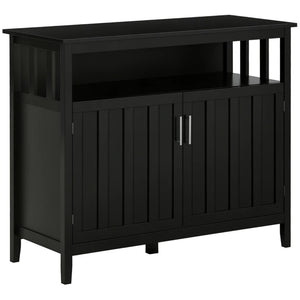 English Elm Hallway Sideboard Buffet with Open Shelf and Enclosed Storage in Matte Black Finish T3971P470211