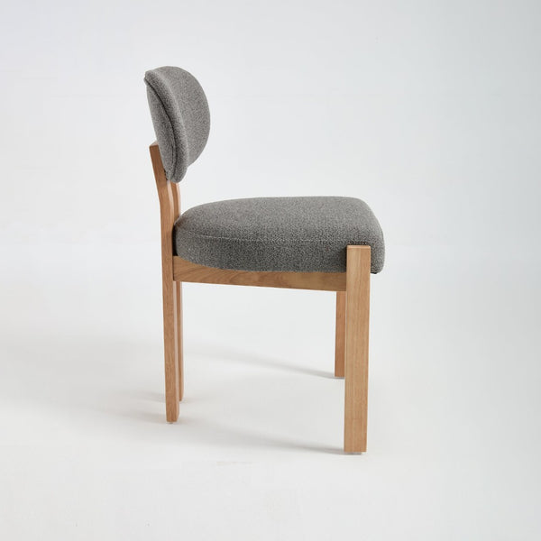 English Elm Wooden Wingback Dining Chairs Chenille Upholstered Farmhouse Set for Kitchen Comfort Grey W3244P316080