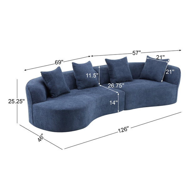 English Elm Christopher Knight Home® - 126" Curved Sectional Sofa – Luxurious Navy Boucle, Modular Design, Plush Foam For Ultimate Comfort N771P247830U_N771P247831U