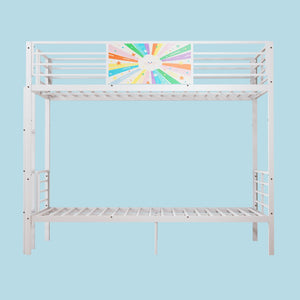 English Elm Metal Full Size Bunk Bed Convertible Steel Frame with Safety Guardrail for Kids W3752S00014