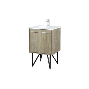 English Elm Rustic Acacia Bath Vanity 24" W With White Quartz Top, Chrome Faucet, Soft-Close Storage Solution B2731P259590-GIGA