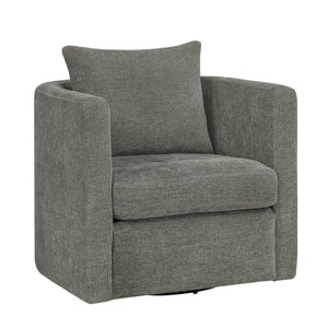 English Elm Sutton Ultra-Soft Gray Swivel Barrel Chair with Pocket Coil Seat, Reversible Cushions, Stain-Resist B050P322585