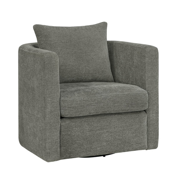 English Elm Sutton Ultra-Soft Gray Swivel Barrel Chair with Pocket Coil Seat, Reversible Cushions, Stain-Resist B050P322585