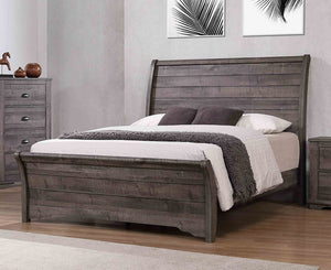 English Elm 1Pc Contemporary Queen Sleigh Bed With Curved Headboard, Gray Finish - Modern Minimalist Design B2741S00254