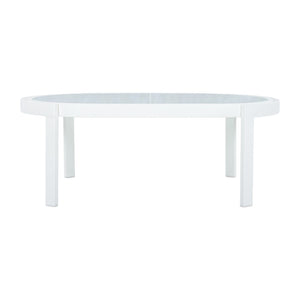 English Elm Modern Oval Outdoor Coffee Table Tempered Glass Top White Aluminum Patio Lounge N767P389536A