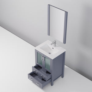 English Elm Dark Grey Bath Vanity Set With White Ceramic Top, Chrome Faucet & Matching 22" Mirror For Small Spaces B2731S01283