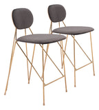 Georges Counter Stool - Set of 2 Gray & Gold 109662 Zuo Modern