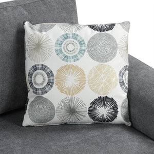 English Elm 111" Upholstered 3-Seater Sofa with Curved Ergonomic Arms, Metal Legs & Removable Patterned Pillows Dark Gray N719S001800R