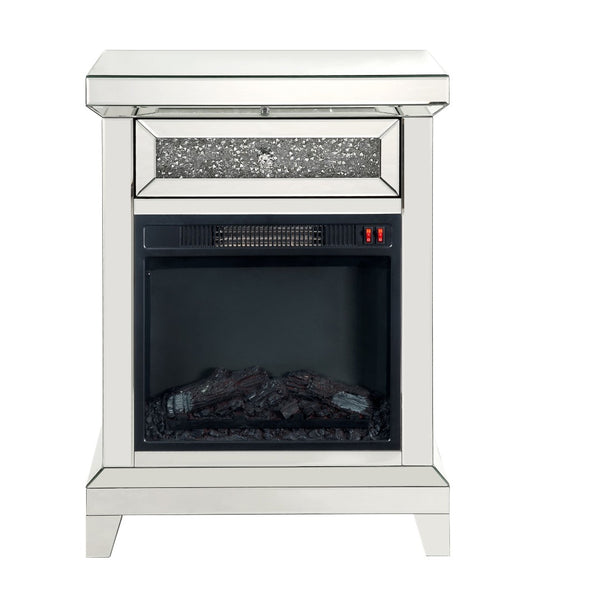 English Elm Noralie Glam Mirrored Electric Fireplace Console with Faux Diamond Accents B2726P448748