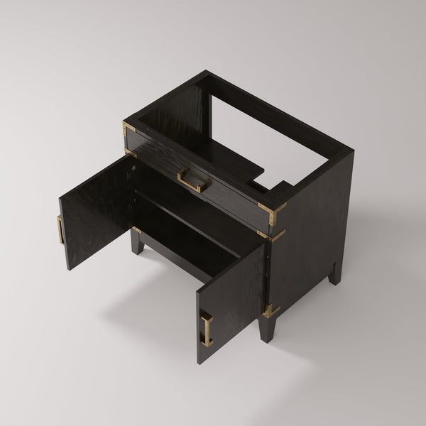 English Elm Black Oak Single Bath Vanity - Stylish 36" Bathroom Storage With Soft-Close Doors & Easy Setup B2731P260908