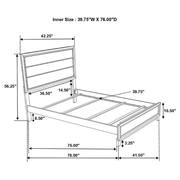English Elm Cabrillo Two-tone Grey Oak Twin Bedroom Set with Nickel Hardware and Dovetail Storage B062S01687