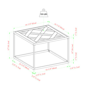 English Elm Walker Edison - Contemporary Parquet-Top Square Coffee Table with Metal Open-Box Frame, Warp-Resistant MDF, Sleek Design Brown 28 L x 28 W x 4 H B185P168862